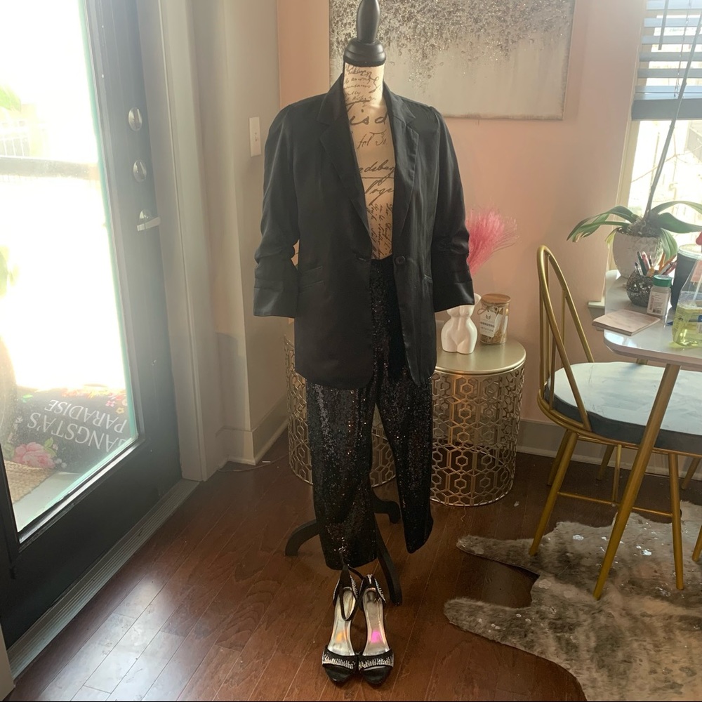 Satin Blazer NWT blazer, sequin pants, and top size 2/SM